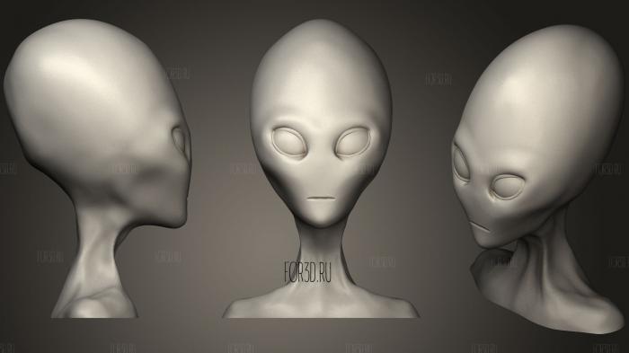 Alien Bust stl model for CNC